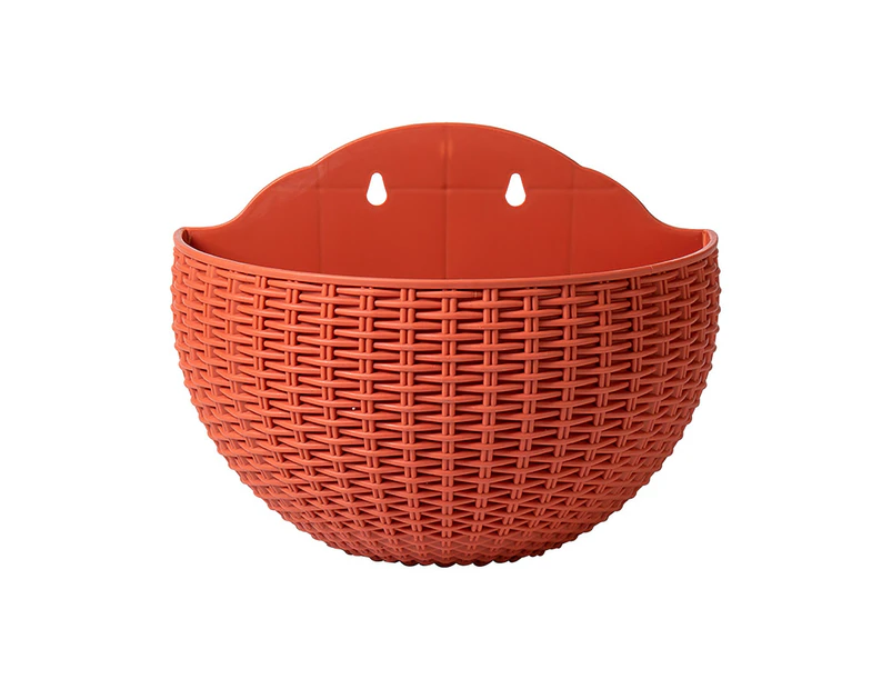 Mbg Flower Pot Exquisite Wall-mounted Plastic Wall Hanging Basket Flowerpot for Garden-Brick Red - Brick Red