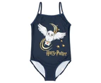 Harry Potter Girls Hogwarts One Piece Swimsuit (Navy/White/Gold) - NS6863