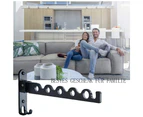 Foldable Wall Clothes Rack Hole-Free Folding Invisible Clothes Drying Pole Wall-Mounted Single Pole