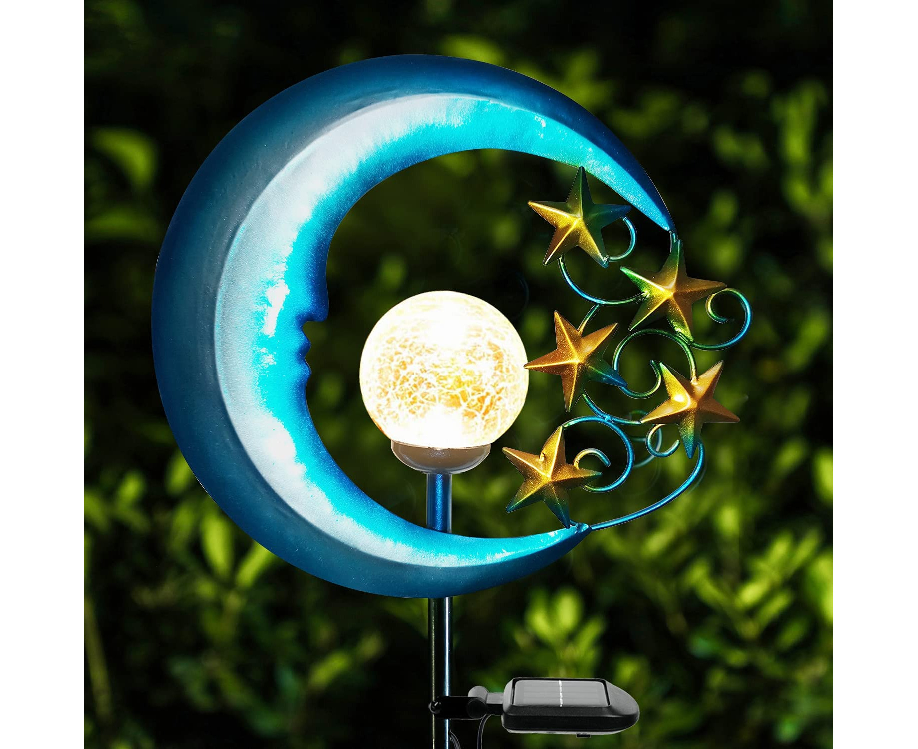 Round crackle deals glass solar lights