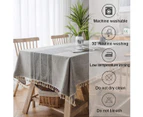Embroidery Tassel Tablecloth - Cotton Linen Dust-Proof Table Cover for Kitchen Dining Room Party Home Tabletop Decoration