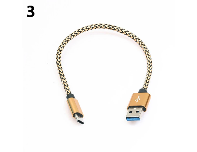 Bluebird USB 2.0 to USB 3.1 Type C 5Gbps High Speed Sync Nylon Braid USB Cable Cord-Golden 25cm