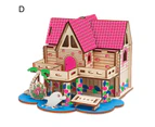 2Pcs DIY Puzzle Play Kids Gift Children Wooden House Educational Toys for School- D