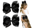 2 PCS 6" Big Hand-made Shiny Glitter Ribbon Hair Bows Alligator Clips Hair Accessories for Little Teen Toddler Girls Kids Set of 2