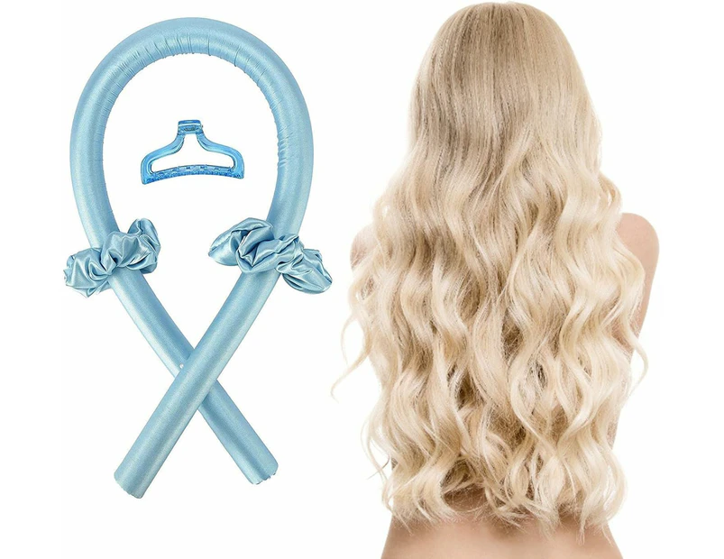 Silk Hair Curler - Heatless Curls With Comfortable Headband For Effortless Hairstyling,Blue