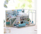 DIY Miniature Doll House Handmade LED Loft Apartment Building Model Kids Toy- B