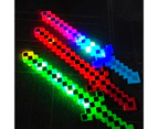 Luminous Lightsaber Minecraft Themed Music Portable Boys Girls Mosaic Design LED Glowing Sword Toy for Gifts-Random Color