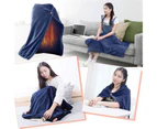 Bluebird Heated Shawl Button Design Washable Rectangular USB Electric Heating Blanket for Daily Use-Blue