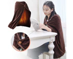 Bluebird Heated Shawl Button Design Washable Rectangular USB Electric Heating Blanket for Daily Use-Brown