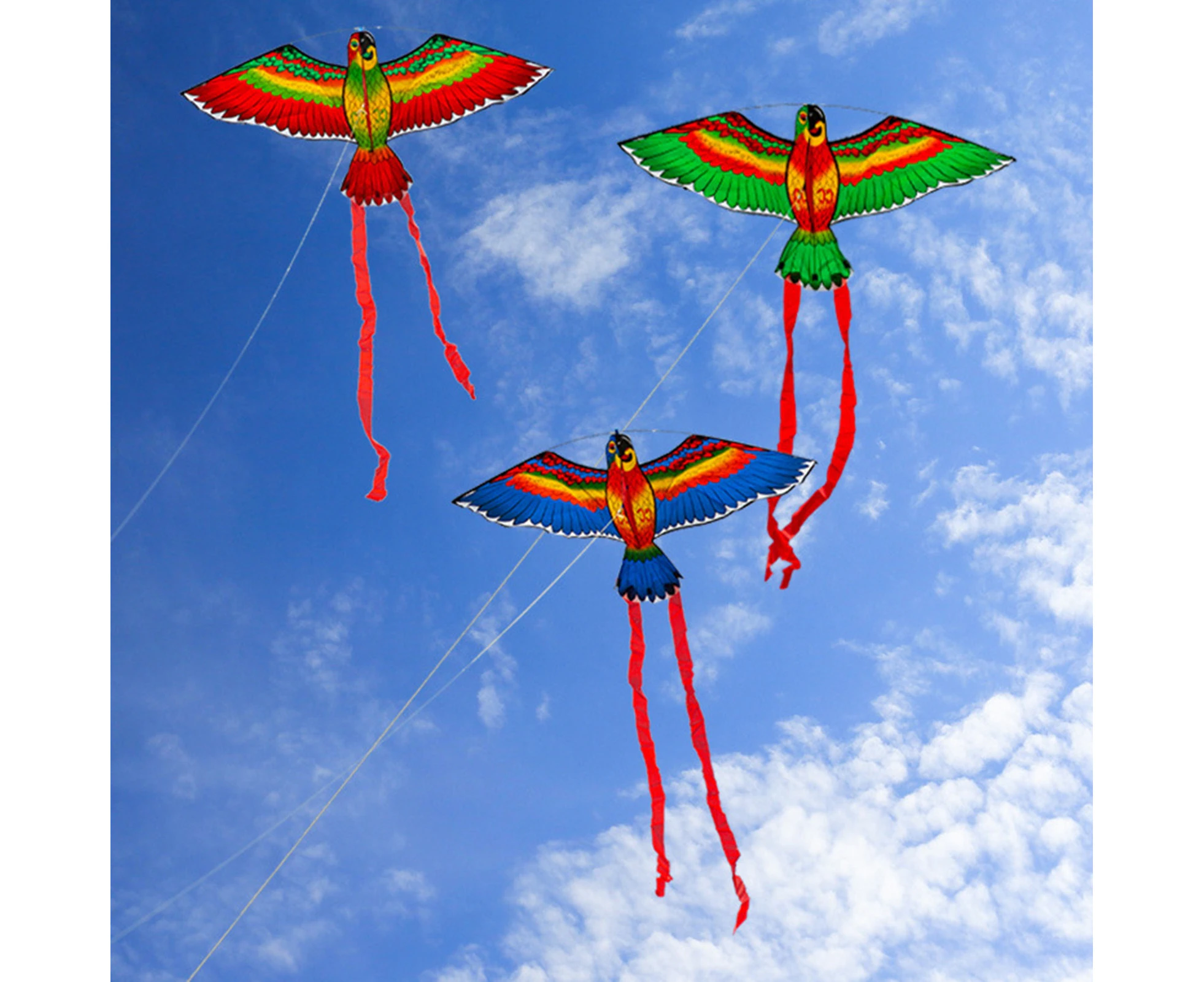 Kite Cute Shape Parent-Child Interaction Fabric Parrot Flying Kite for Outdoor-Random Color