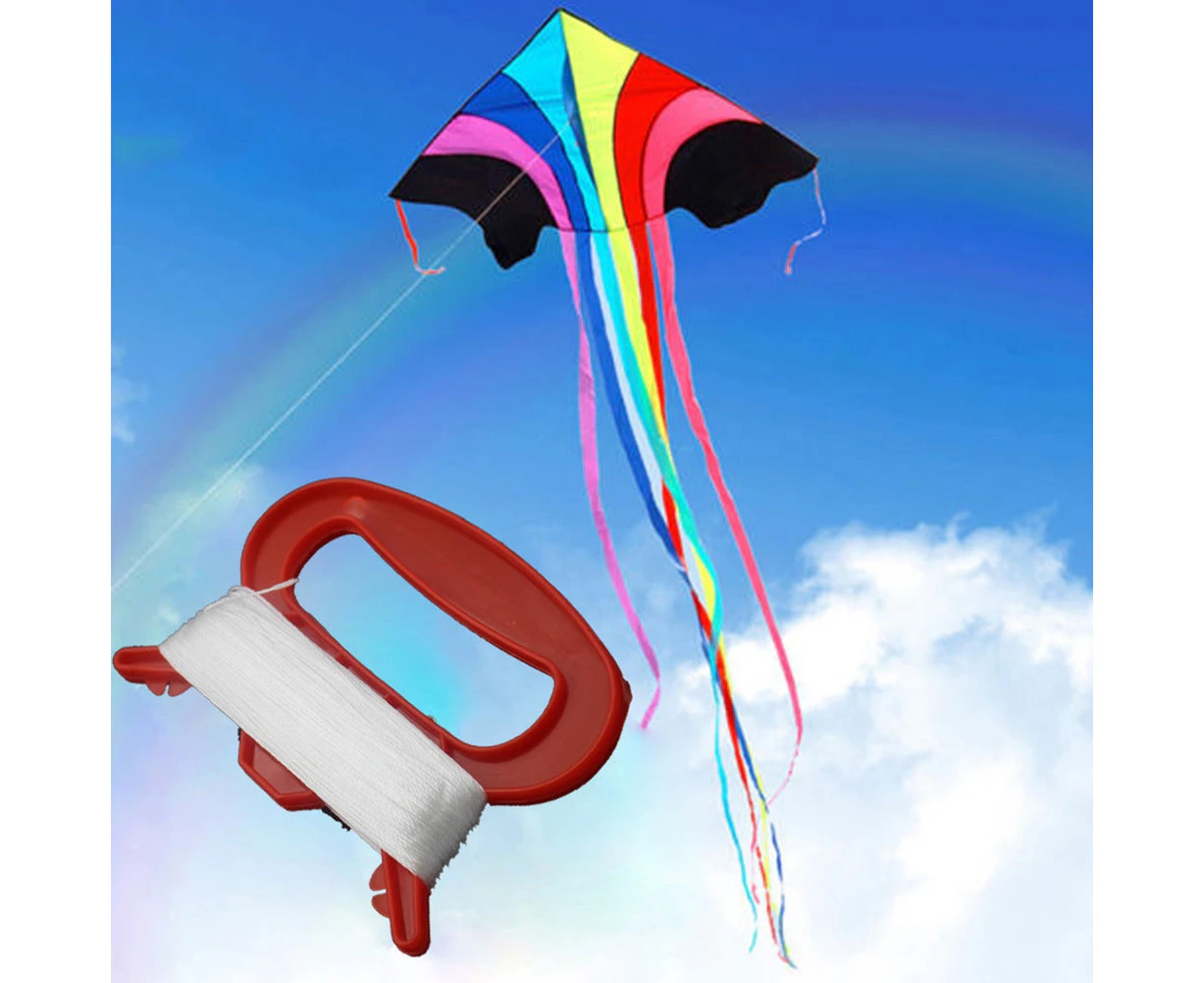 100m Outdoor Sports Flying Kite Line String with D Shape Winder Board Tool Kit-