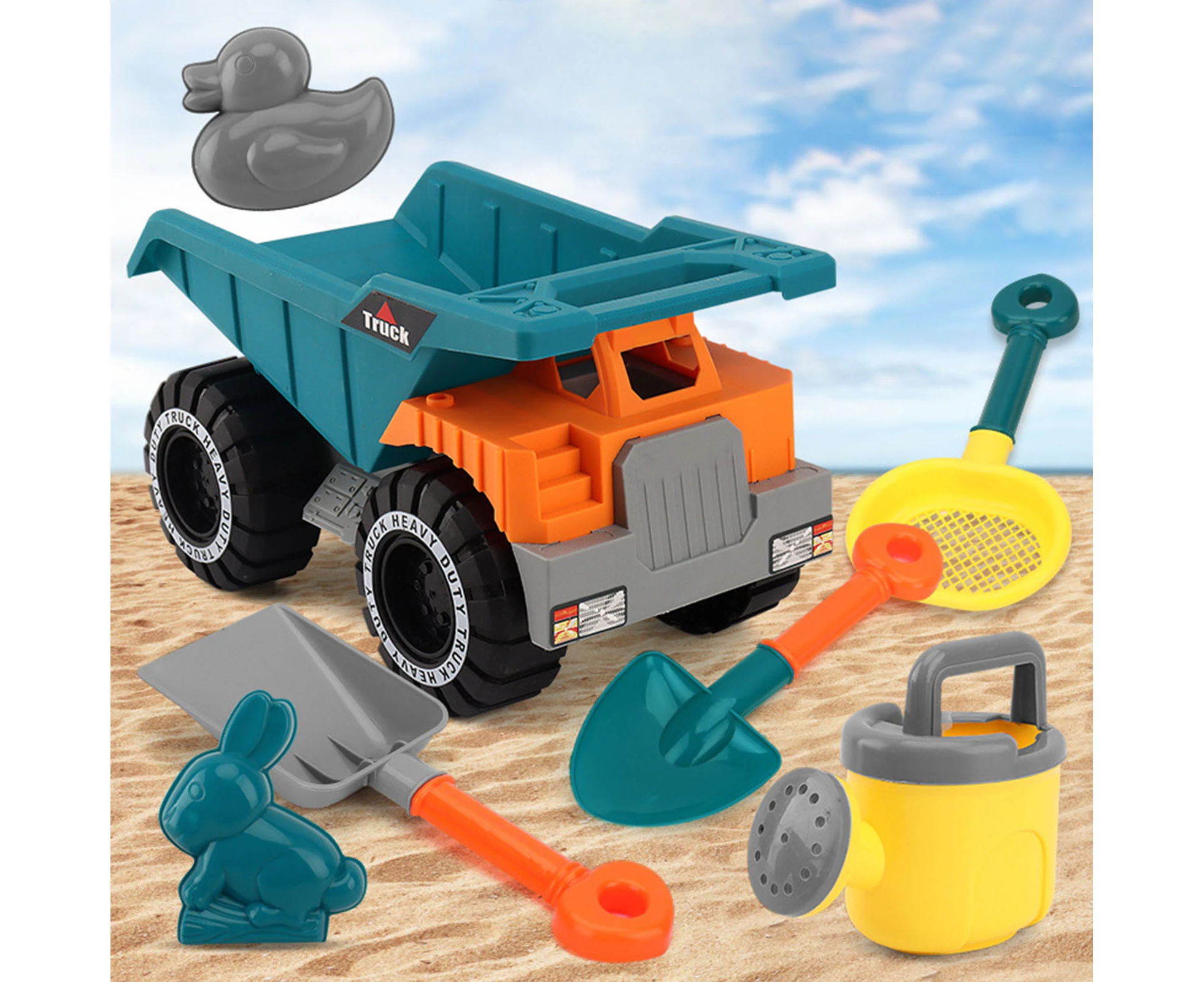 8Pcs/Set Beach Toys Smooth Sandbeach Game ABS Beach Engineering Vehicle Game Toy for Swimming Pool- A