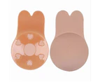 Silicone Self Adhesive Invisible Strapless Backless Push Up Bunny Shape Stick on Bra Pad - Natural