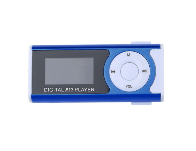 Bluebird 1.3 inch LCD Screen Clip USB Mini Mp3 Music Player Support 16GB Micro SD-Card-Blue