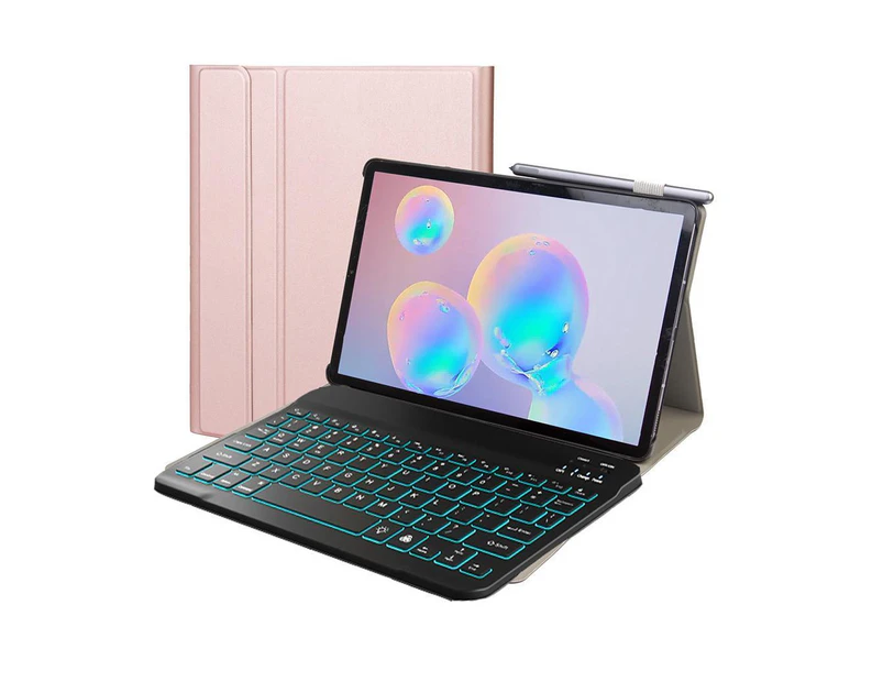 Keyboard Case for Samsung Galaxy Tab A7 10.4 inch 2022 2020 Model SM-T500 T503 T505 T507, Stand Cover with 7 Color Backlit, Detachable Wireless Keyboard