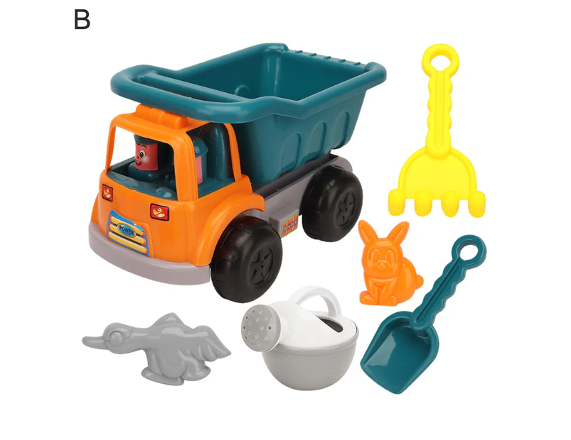 6Pcs/Set   Beach Toy Fun Smooth Surface Plastic Beach Engineering Car Toy for Entertainment - B