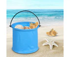Mini Beach Bucket Folding Broken-proof Happy Summer Sand Bucket Kids Toy-Blue