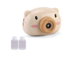 Kids Cartoon Piggy Bear Camera Shaped Automatic Bubble Maker Blower Machine Toy-Khaki Pig*