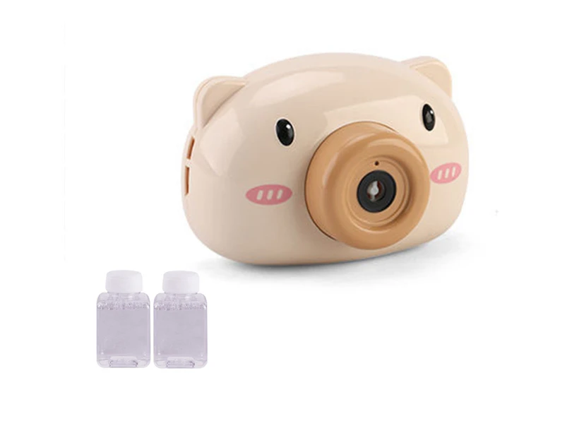 Kids Cartoon Piggy Bear Camera Shaped Automatic Bubble Maker Blower Machine Toy-Khaki Pig*