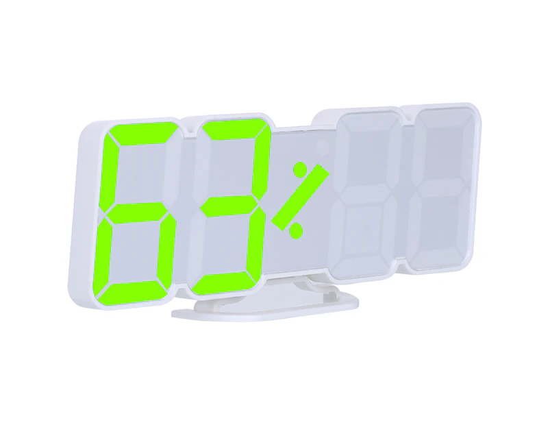 alarm clock digital RGB LED USB desk clock 3D wall clock 115 color variable with voice control function time temperature date display,White