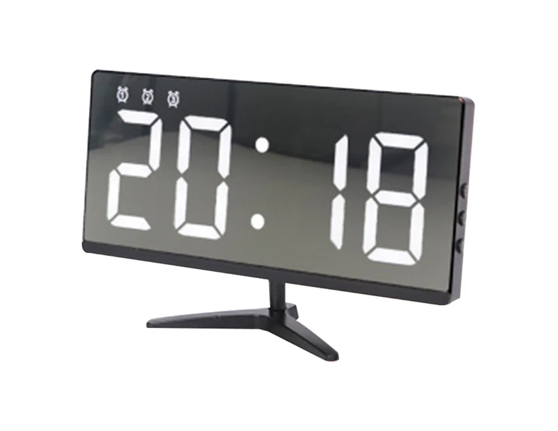 Alarm Clock Digital, LED Alarm Clock LED Display with 4 Adjustable Brightness, Temperature, Date, USB Charging Ports, Easy Operation,White light