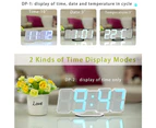 alarm clock digital RGB LED USB desk clock 3D wall clock 115 color variable with voice control function time temperature date display,White