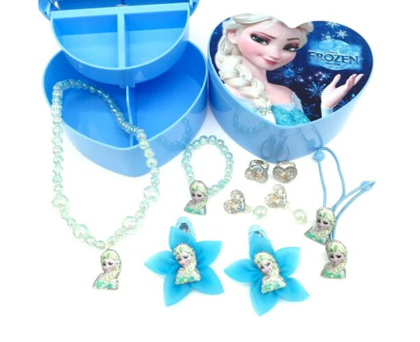 Blue Frozen Elsa Jewellery Box Necklace Earring Princess Kids Girls Toy Gift