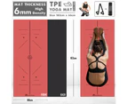 METEOR Non-slip Yoga Mat,Thick Yoga Mat,TPE Yoga Mat,6mm Yoga Mat,Exercise Mat,Pilates Mat,Workout Mat,Gym Mat-6mm Thickness,183x65cm,Red Grey