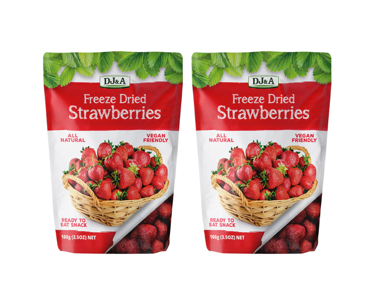 2 x DJ&A Freeze Dried Strawberries 100g