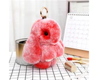 Bunny Keychain Faux Plush Cute Rabbit Doll Plushies Backpack Decor Colored Stuffed Rabbit Pendant Children Doll Toy Birthday Gift-White & Red 18cm