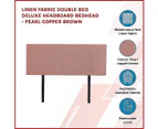 Linen Fabric Double Bed Deluxe Headboard Bedhead - Pearl Copper Brown