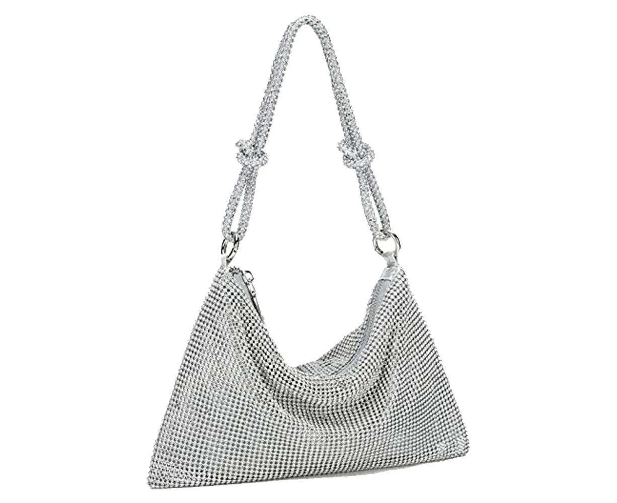 Glitter rhinestone purse crystal evening clutch bag,Silver