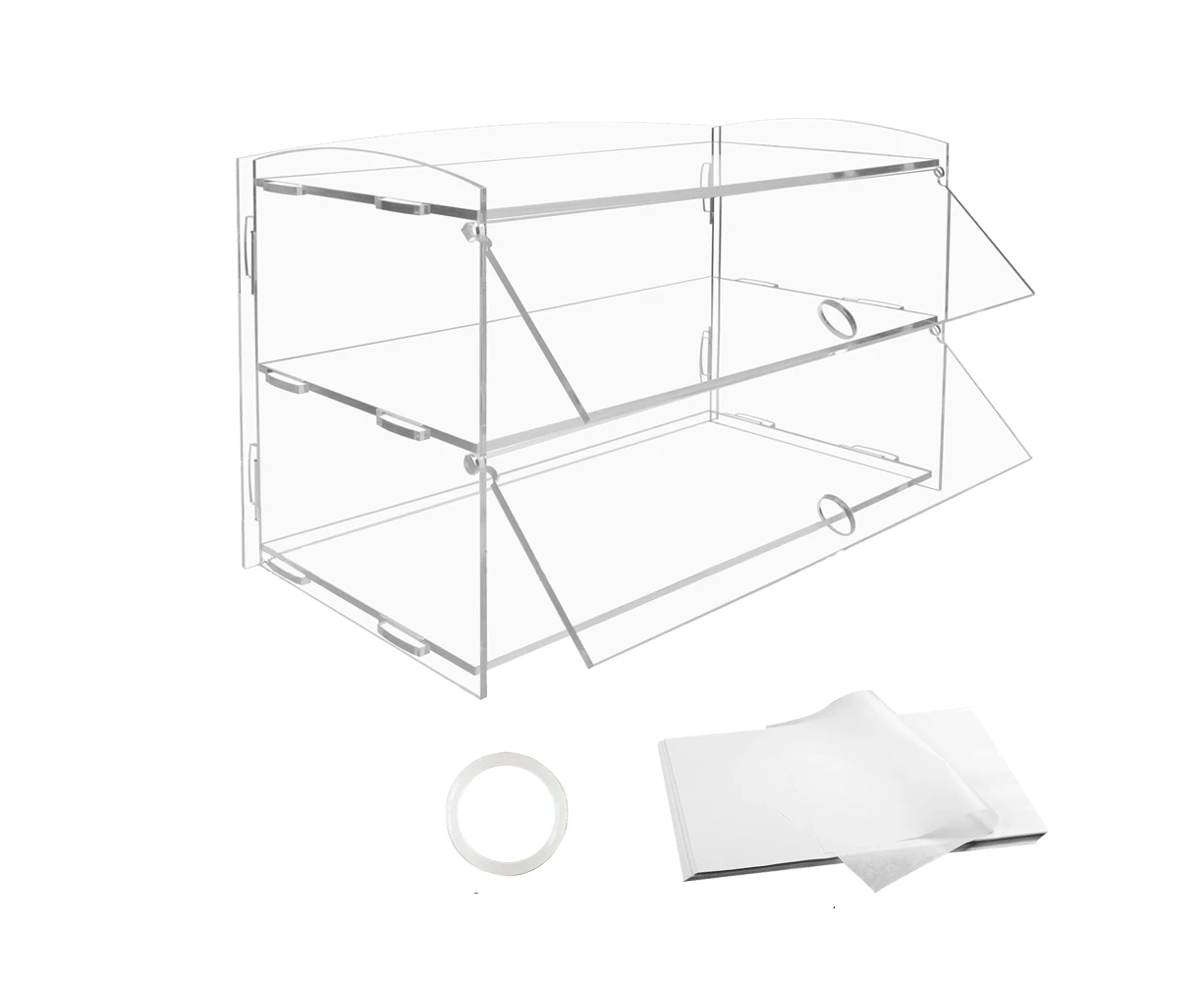 Alston 2 Tier Bakery Display Case Cabinet Pastry Acrylic Cupcake Donuts Cake Pastry Clear Display Cabinet Shelf Transparent Showcase 225x485x330mm