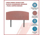 Linen Fabric Double Bed Curved Headboard Bedhead - Pearl Copper Brown