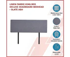 Linen Fabric King Bed Deluxe Headboard Bedhead - Slate Ash