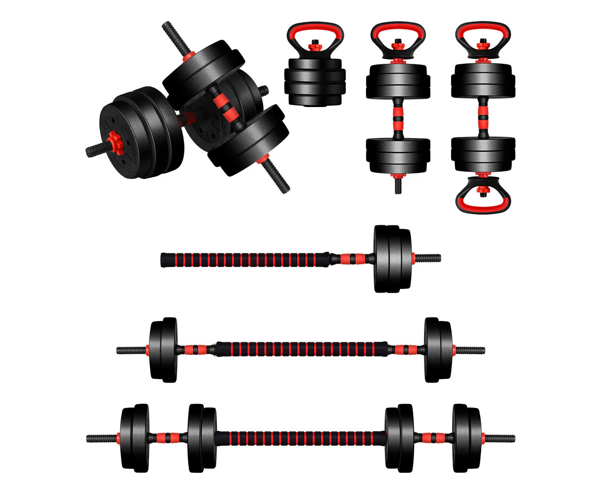 BLACK LORD 20kg 6in1 Adjustable Dumbbell & Barbell & Kettlebell Set