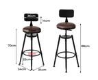 Levede 1x Industrial Bar Stools Kitchen Stool PU Leather Barstools Swivel Chair