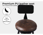 Levede 1x Industrial Bar Stools Kitchen Stool PU Leather Barstools Swivel Chair