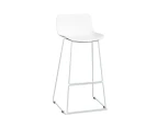Wave Plastic Bar and Counter Stool Sled Base - 760mm Seat Height - white leg, white