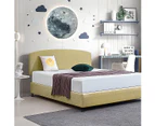 Linen Fabric King Bed Curved Headboard Bedhead - Sulfur Yellow