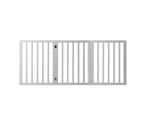 Wooden Pet Gate Dog Fence Retractable Barrier Portable Door 3 Panel White