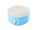 Kbu Pet Bed Ultra-thick Reusable Super Soft Comfortable Breathable Warm-keeping High Elasticity Dot Solid Color Plush Pet Nest for Bedroom-Blue S - Blue