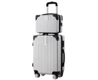 2 Piece Luggage Set Carry On Travel Suitcases Hard Shell Lightweight Traveller Checked Rolling Travelling Trolley Vanity Bag