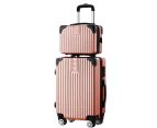 2 Piece Luggage Set Carry On Hard Shell Travel Suitcases Traveller Checked Lightweight Rolling Trolley Vanity Bag