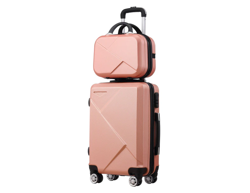 2 Piece Luggage Set Travel Carry On Hard Shell Suitcases Traveller Rolling Travelling Checked Trolley Vanity Bag Lightweight
