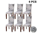 6 Pack Super Fit Removable Washable Short Dining Chair Protector Covers For Hotel, Dining,Style 3