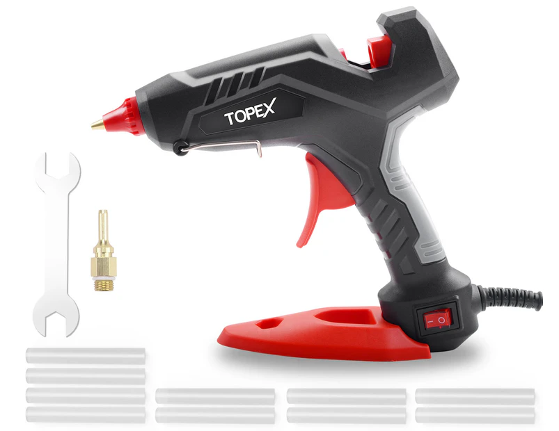 TOPEX Heavy Duty 100W Hot Melt Glue Gun Electric Heating Craft & 10 Glue Sticks