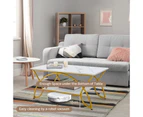 Giantex 2-Tier Faux Marble Coffee Table Rectangular Accent Table w/Storage Shelf & Metal Frame Sofa Side Table Gold
