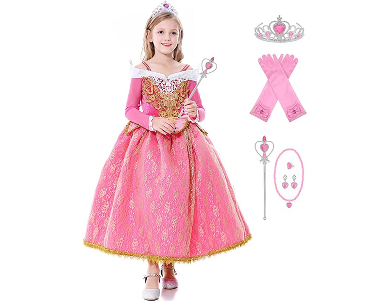 Princess Costume for Little Girls Pink Princess Dress up Cothes with Exquisite Accessories
