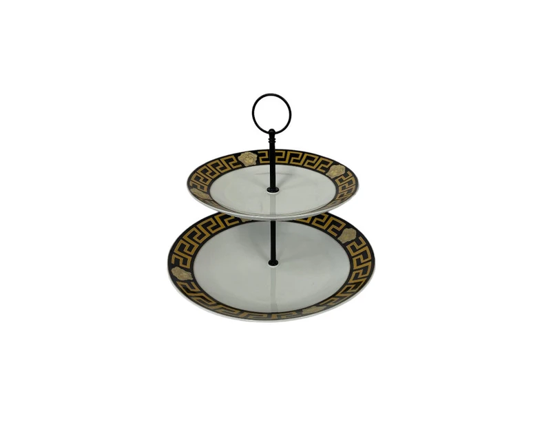 The House of Florence Medusa 2-Tier Cake Stand Gold and Black